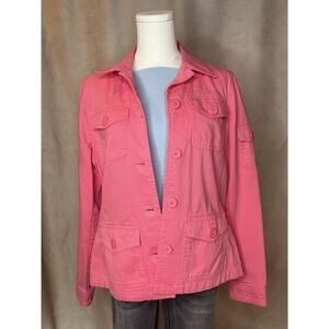 Crazy Horse Pink Utility Jacket L Cotton Button Front